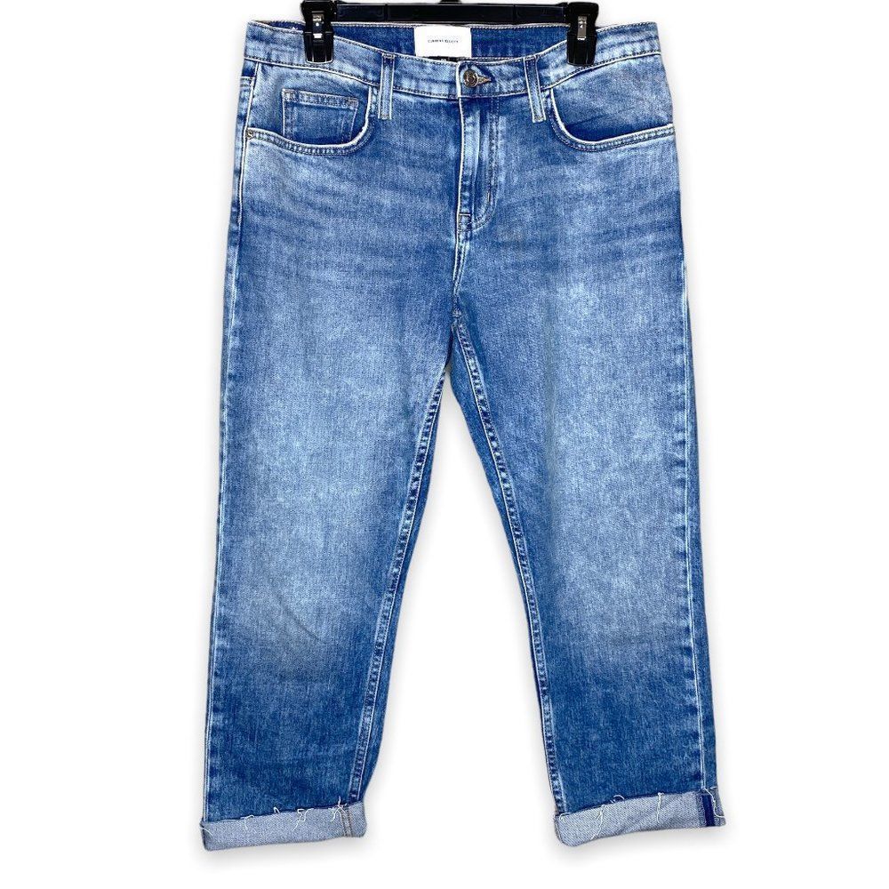 Current/Elliott Blue Acid Wash Cropped Raw Hem Denim Blue Jeans Size 29